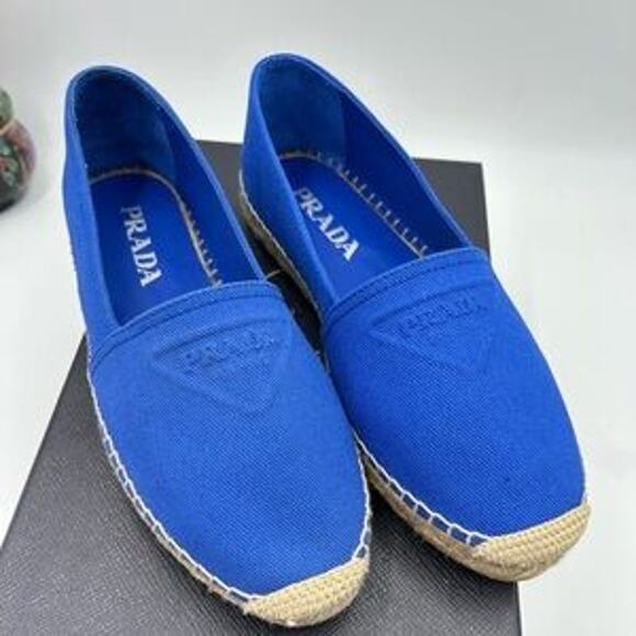 Women's Prada triangle logo canvas espadrille size 7, made in Italy - Picture 14 of 15